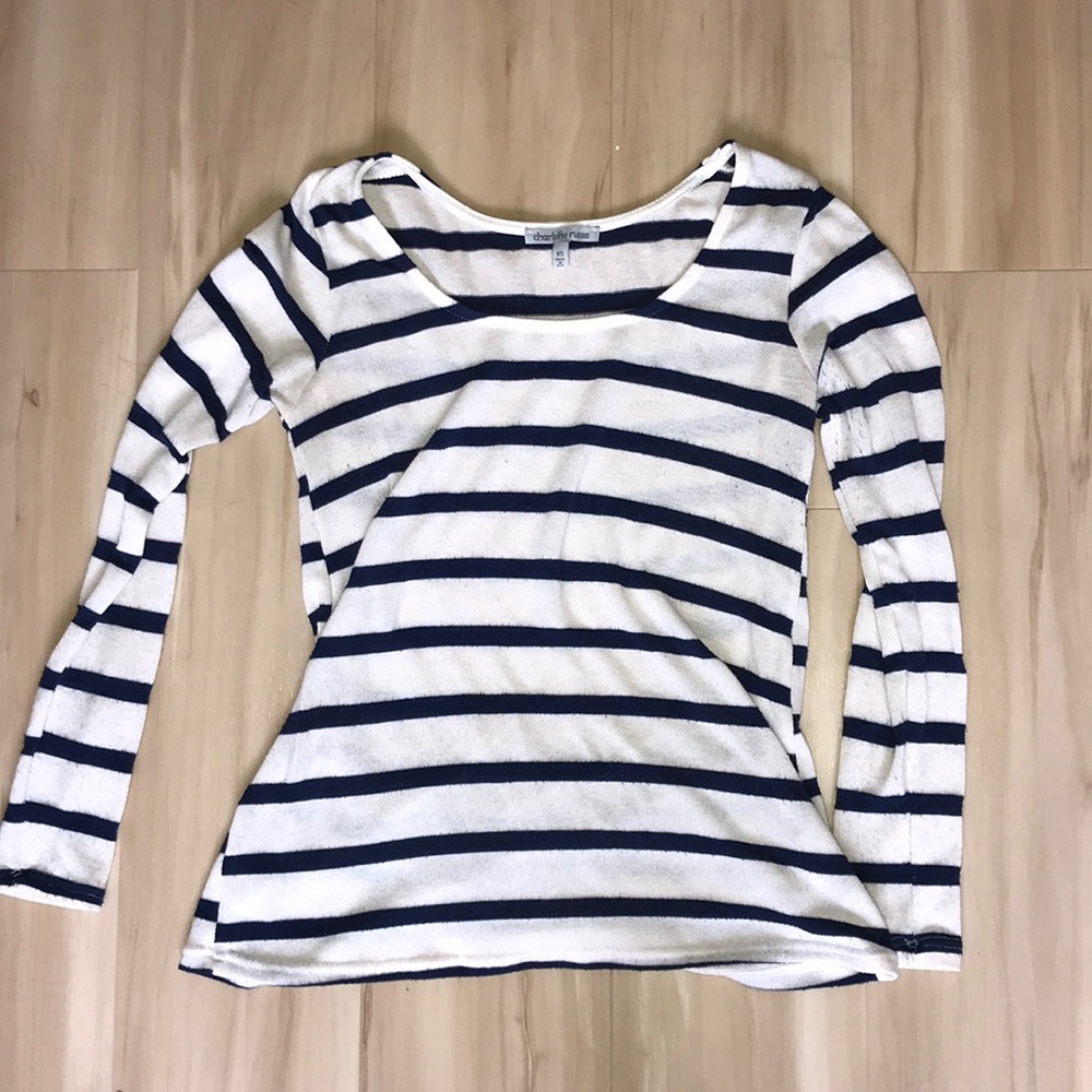Charlotte Russe Navy and White long sleeve t-shirt